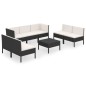 vidaXL Set de muebles de jardín 8 pzas y cojines ratán sintético negro vidaXL Set de muebles de jardín 8 pzas y cojines ratán sintético negro