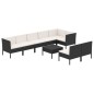 vidaXL Set de muebles de jardín 9 pzas y cojines ratán sintético negro