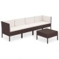 vidaXL Set muebles de jardín 5 pzas y cojines ratán sintético marrón vidaXL Set muebles de jardín 5 pzas y cojines ratán sintético marrón