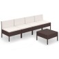 vidaXL Set muebles de jardín 5 pzas y cojines ratán sintético marrón vidaXL Set muebles de jardín 5 pzas y cojines ratán sintético marrón