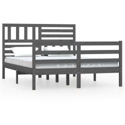 vidaXL Estructura de cama de madera maciza doble 4FT6 135x190 cm