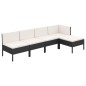 vidaXL Set de muebles de jardín 5 pzas y cojines ratán sintético negro vidaXL Set de muebles de jardín 5 pzas y cojines ratán sintético negro