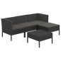 vidaXL Set de muebles de jardín 5 pzas y cojines ratán sintético negro vidaXL Set de muebles de jardín 5 pzas y cojines ratán sintético negro