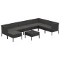 vidaXL Set muebles de jardín 9 pzas y cojines ratán sintético negro vidaXL Set muebles de jardín 9 pzas y cojines ratán sintético negro