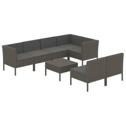 vidaXL Set de muebles de jardín 8 pzas y cojines ratán sintético gris
