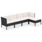 vidaXL Set de muebles de jardín 5 pzas y cojines ratán sintético negro vidaXL Set de muebles de jardín 5 pzas y cojines ratán sintético negro