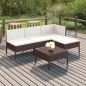 vidaXL Set muebles de jardín 5 pzas y cojines ratán sintético marrón vidaXL Set muebles de jardín 5 pzas y cojines ratán sintético marrón
