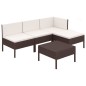 vidaXL Set muebles de jardín 5 pzas y cojines ratán sintético marrón vidaXL Set muebles de jardín 5 pzas y cojines ratán sintético marrón