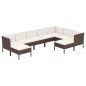 vidaXL Set muebles de jardín 9 pzas y cojines ratán sintético marrón vidaXL Set muebles de jardín 9 pzas y cojines ratán sintético marrón