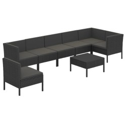 vidaXL Set de muebles de jardín 8 pzas y cojines ratán sintético negro