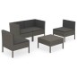 vidaXL Set de muebles de jardín 5 pzas y cojines ratán sintético gris vidaXL Set de muebles de jardín 5 pzas y cojines ratán sintético gris