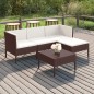 vidaXL Set muebles de jardín 5 pzas y cojines ratán sintético marrón vidaXL Set muebles de jardín 5 pzas y cojines ratán sintético marrón