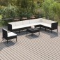 vidaXL Set de muebles de jardín 9 pzas y cojines ratán sintético negro
