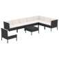 vidaXL Set de muebles de jardín 9 pzas y cojines ratán sintético negro