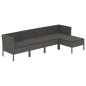 vidaXL Set de muebles de jardín 5 pzas y cojines ratán sintético gris vidaXL Set de muebles de jardín 5 pzas y cojines ratán sintético gris