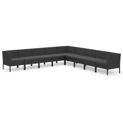 vidaXL Set de muebles de jardín 9 pzas cojines ratán sintético negro
