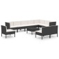 vidaXL Set de muebles de jardín 11 pzas cojines ratán sintético negro vidaXL Set de muebles de jardín 11 pzas cojines ratán sintético negro