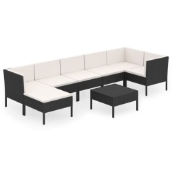 vidaXL Set de muebles de jardín 8 pzas y cojines ratán sintético negro