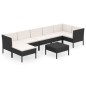 vidaXL Set de muebles de jardín 8 pzas y cojines ratán sintético negro vidaXL Set de muebles de jardín 8 pzas y cojines ratán sintético negro