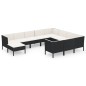 vidaXL Set de muebles de jardín 11 pzas cojines ratán sintético negro vidaXL Set de muebles de jardín 11 pzas cojines ratán sintético negro