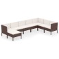 vidaXL Set muebles de jardín 8 pzas y cojines ratán sintético marrón vidaXL Set muebles de jardín 8 pzas y cojines ratán sintético marrón