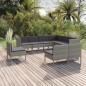 vidaXL Set de muebles de jardín 9 pzas y cojines ratán sintético gris vidaXL Set de muebles de jardín 9 pzas y cojines ratán sintético gris