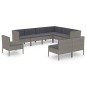 vidaXL Set de muebles de jardín 9 pzas y cojines ratán sintético gris vidaXL Set de muebles de jardín 9 pzas y cojines ratán sintético gris