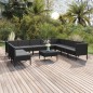 vidaXL Set de muebles de jardín 11 pzas cojines ratán sintético negro vidaXL Set de muebles de jardín 11 pzas cojines ratán sintético negro