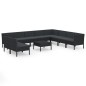 vidaXL Set de muebles de jardín 11 pzas cojines ratán sintético negro vidaXL Set de muebles de jardín 11 pzas cojines ratán sintético negro