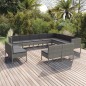 vidaXL Set de muebles de jardín 12 pzas y cojines ratán sintético gris vidaXL Set de muebles de jardín 12 pzas y cojines ratán sintético gris