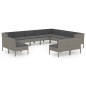 vidaXL Set de muebles de jardín 12 pzas y cojines ratán sintético gris vidaXL Set de muebles de jardín 12 pzas y cojines ratán sintético gris