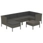 vidaXL Set de muebles de jardín 7 pzas y cojines ratán sintético gris vidaXL Set de muebles de jardín 7 pzas y cojines ratán sintético gris