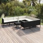 vidaXL Set de muebles de jardín 11 pzas cojines ratán sintético negro vidaXL Set de muebles de jardín 11 pzas cojines ratán sintético negro
