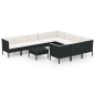 vidaXL Set de muebles de jardín 11 pzas cojines ratán sintético negro vidaXL Set de muebles de jardín 11 pzas cojines ratán sintético negro
