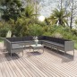 vidaXL Set de muebles de jardín 12 pzas y cojines ratán sintético gris