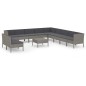 vidaXL Set de muebles de jardín 12 pzas y cojines ratán sintético gris