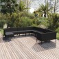 vidaXL Set de muebles de jardín 11 pzas cojines ratán sintético negro vidaXL Set de muebles de jardín 11 pzas cojines ratán sintético negro