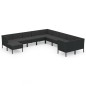 vidaXL Set de muebles de jardín 11 pzas cojines ratán sintético negro vidaXL Set de muebles de jardín 11 pzas cojines ratán sintético negro