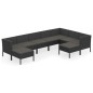 vidaXL Set muebles de jardín 9 pzas y cojines ratán sintético negro vidaXL Set muebles de jardín 9 pzas y cojines ratán sintético negro