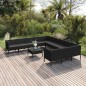 vidaXL Set de muebles de jardín 12 pzas cojines ratán sintético negro