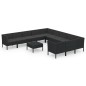 vidaXL Set de muebles de jardín 12 pzas cojines ratán sintético negro