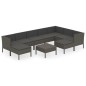 vidaXL Set de muebles de jardín 10 pzas y cojines ratán sintético gris vidaXL Set de muebles de jardín 10 pzas y cojines ratán sintético gris
