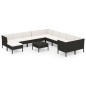 vidaXL Set muebles de jardín 12 pzas y cojines ratán sintético negro vidaXL Set muebles de jardín 12 pzas y cojines ratán sintético negro