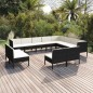 vidaXL Set de muebles de jardín 12 pzas cojines ratán sintético negro