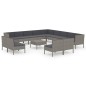 vidaXL Set de muebles de jardín 14 pzas y cojines ratán sintético gris vidaXL Set de muebles de jardín 14 pzas y cojines ratán sintético gris