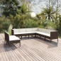 vidaXL Set muebles de jardín 9 pzas y cojines ratán sintético marrón vidaXL Set muebles de jardín 9 pzas y cojines ratán sintético marrón