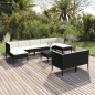 vidaXL Set muebles de jardín 10 pzas y cojines ratán sintético negro vidaXL Set muebles de jardín 10 pzas y cojines ratán sintético negro