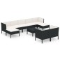 vidaXL Set muebles de jardín 10 pzas y cojines ratán sintético negro vidaXL Set muebles de jardín 10 pzas y cojines ratán sintético negro
