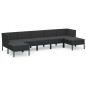 vidaXL Set de muebles de jardín 7 pzas cojines ratán sintético negro
