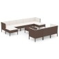 vidaXL Set muebles de jardín 11 pzas y cojines ratán sintético marrón vidaXL Set muebles de jardín 11 pzas y cojines ratán sintético marrón